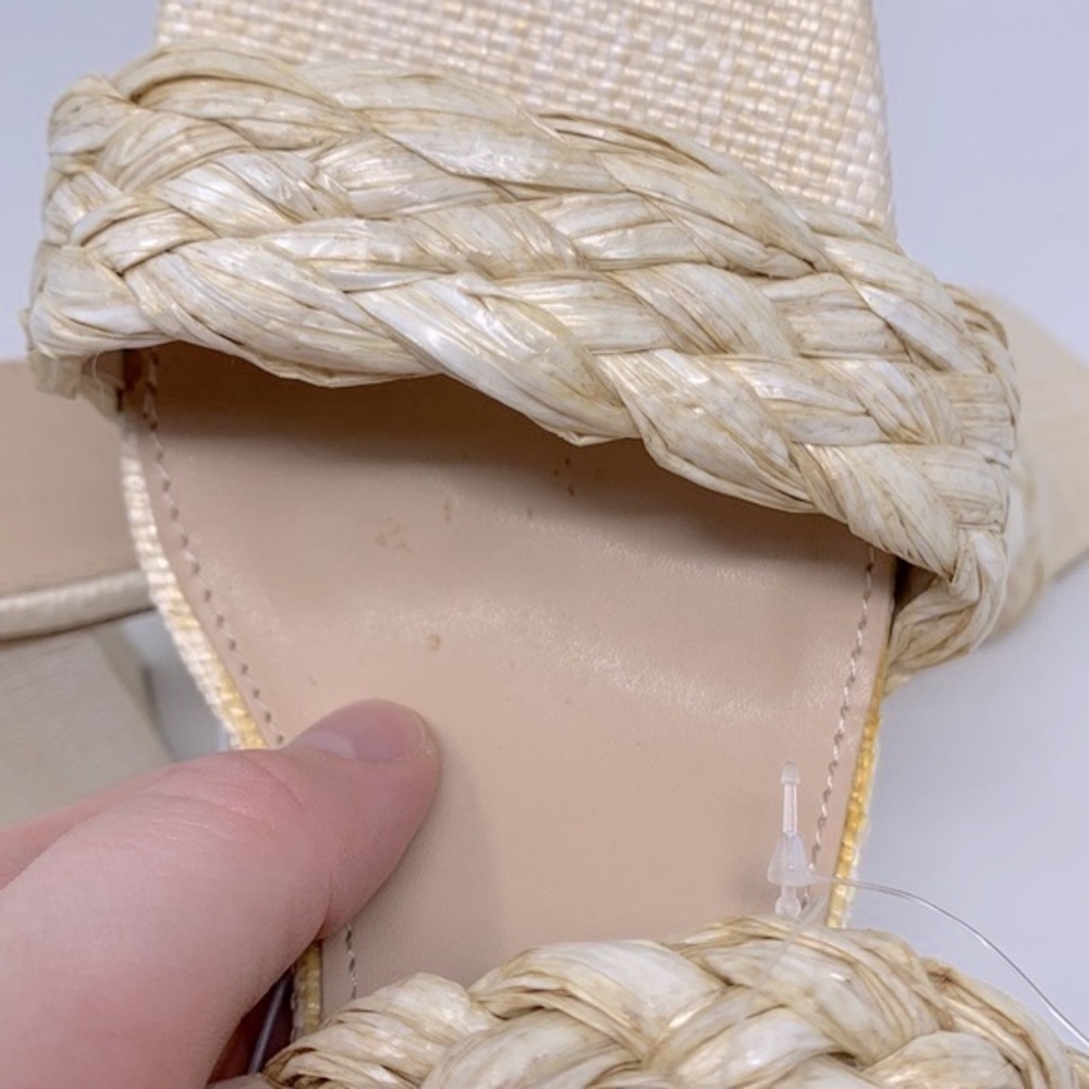 Nicole Miller Woven Straw Block Heeled Square Toe Sandals NWOT - Picture 12 of 16